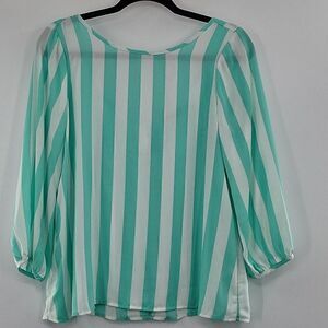 3 For$20 Necessary Clothing Green &White stripe top w/ bow in the back size S